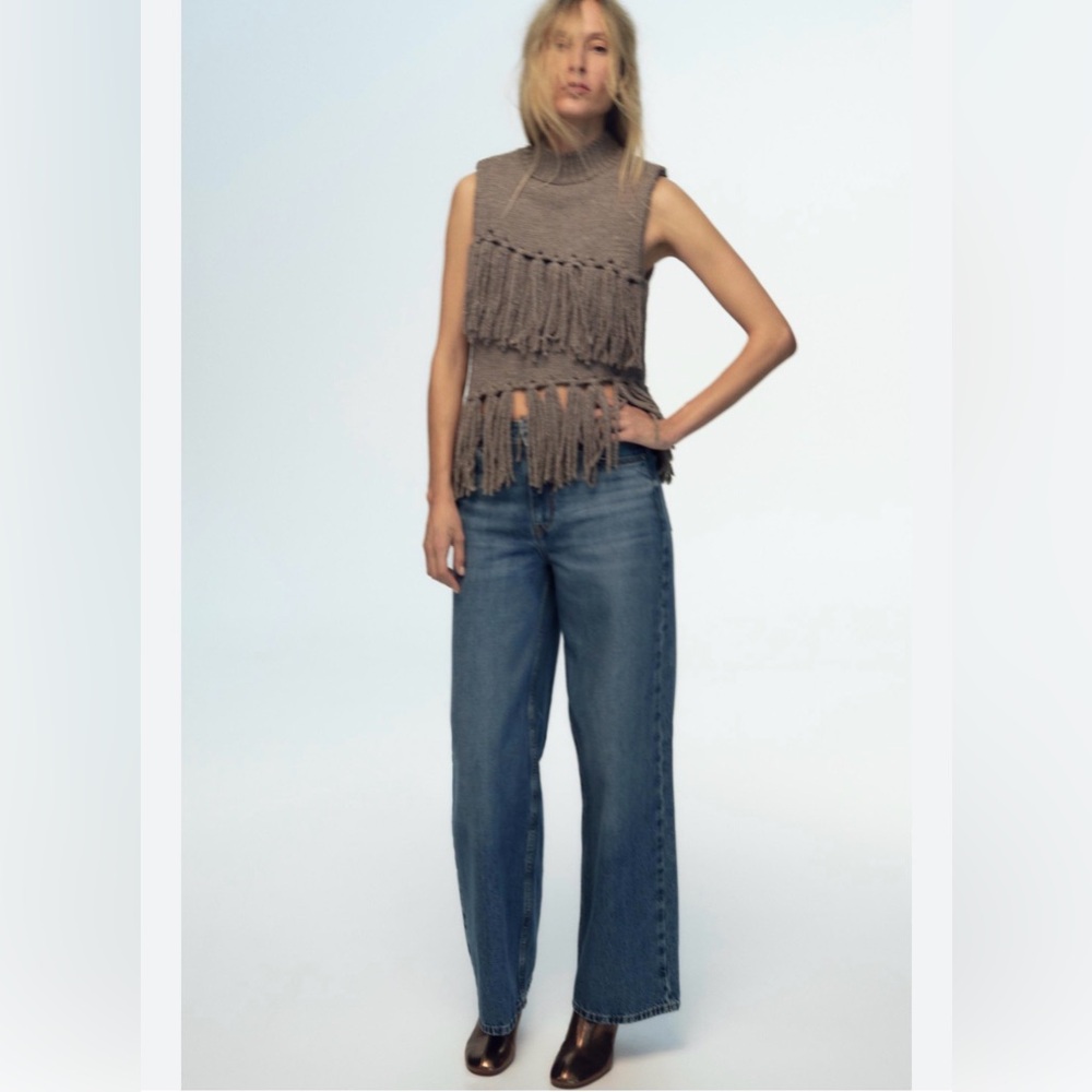 Fringed Sleeveless Knit Sweater Vest - Picture 3 of 12